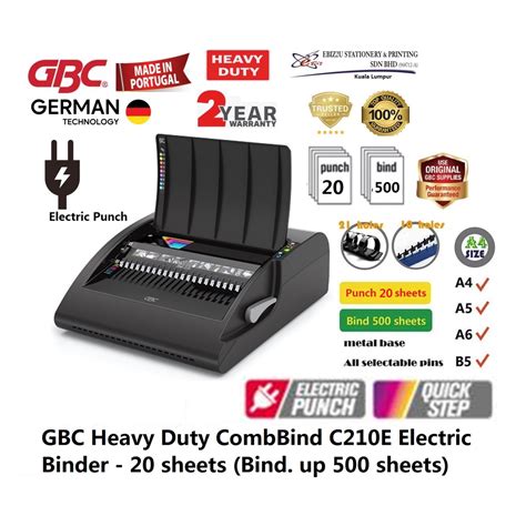 GBC Heavy Duty Electric Comb Binding C210E 20 Sheets Binding Machine