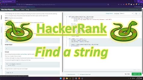 Hackerrank Python Find A String Youtube