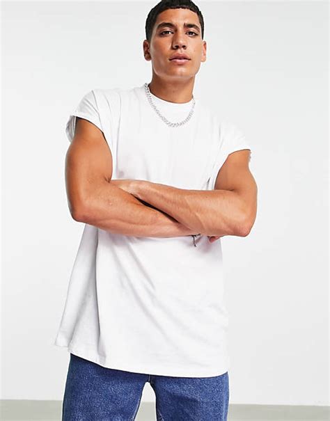 Asos Design Oversized Longline T Shirt With Crew Neck And Roll Sleeve