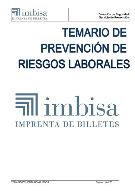 PDF Temario de Prevención de Riesgos Laborales DOKUMEN TIPS