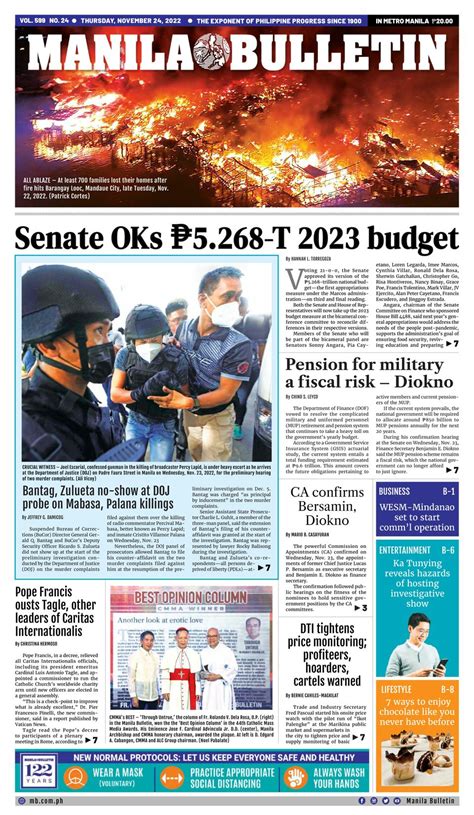 Manila Bulletin November 24 2022 Newspaper Get Your Digital Subscription