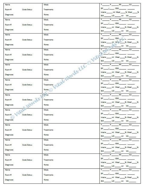 Patients Residents Nurse Report Sheet Ltc Snf Icf Version Etsy