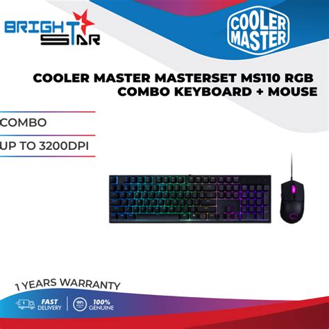 Combo Cooler Master Masterset Ms110 Rgb Combo Keyboard Mouse Up To 3200dpi 1y Lazada