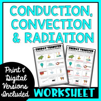 Conduction, Convection and Radiation Worksheet [Print & Digital]