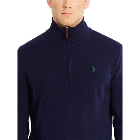 Polo Ralph Lauren Wool Half Zip Sweater In Blue For Men Lyst