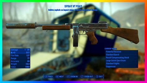 Fallout 4 Exploding Submachine Gun Legendary Weapon Spray N Pray