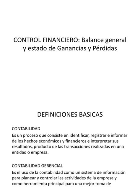 Balance General Y Estado De Ganancias Y Perdidas Pdf Principios