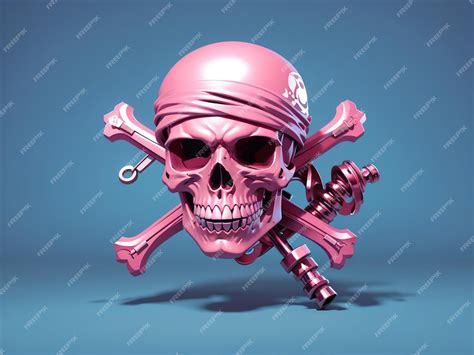 Premium Photo | Pink Skull and Crossbones Pirate Piracy Warning Symbol