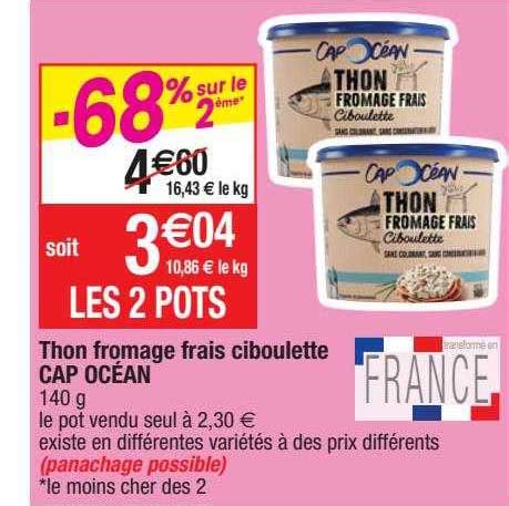 Promo Thon Fromage Frais Ciboulette Cap Oc An Chez Migros France