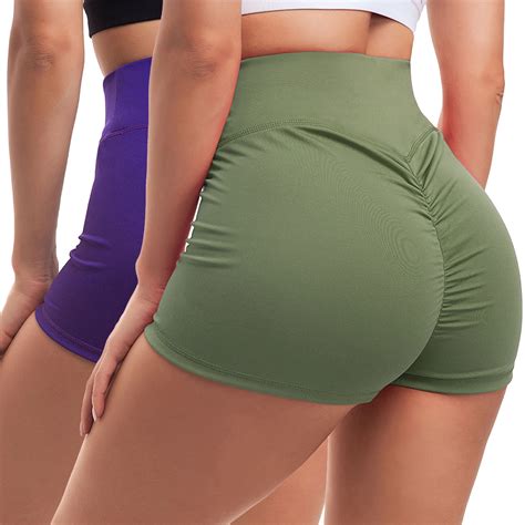 Womens High Waist Yoga Shorts Butt Scrunch Booty Spandex Gym Workout