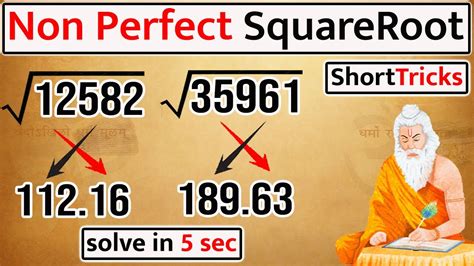 5 Digit Non Perfect Square Roots Trick Imperfect Square Root Vedic