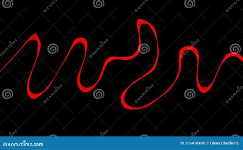 Glowing Red Curved Line on Black Background Stock Illustration ...