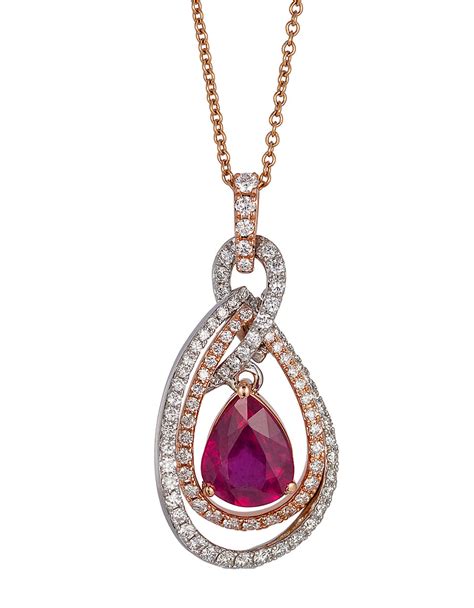 Effy 14kt White Rose Gold Ruby Diamond Pendant Necklace In Purple Ruby