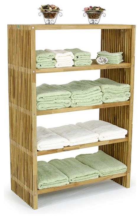 Westminster Teak Towel Shelf Beach Style Bathroom Cabinets And