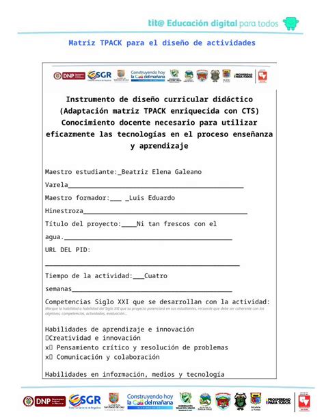 Docx Matriz Tpack Para El Dise O De Actividades Completo Dokumen Tips