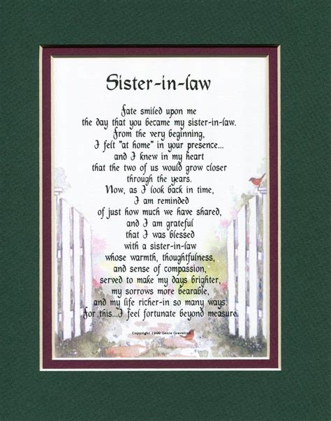 Sister In Law Poem Sister In Law Present Sister In Law T Etsy Sister In Law Poems Sister