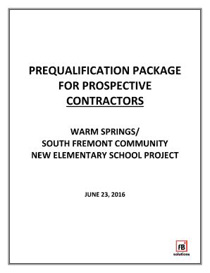 Fillable Online PREQUALIFICATION PACKAGE FOR Fremont K12 Ca Us