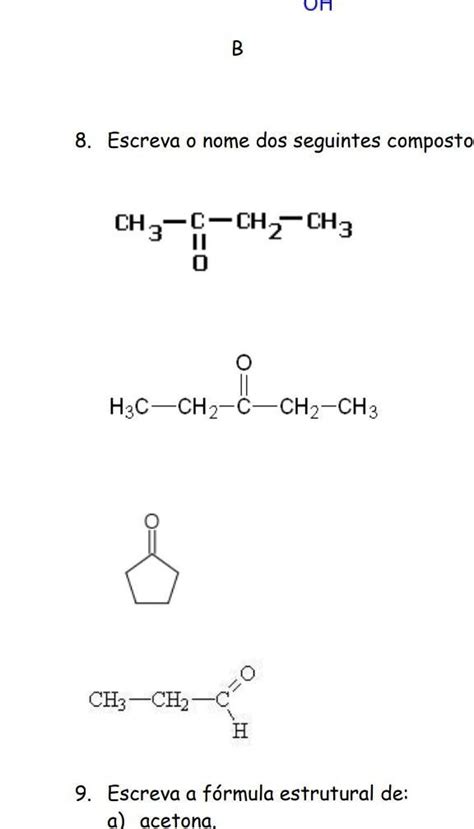 Escreva O Nome Dos Seguintes Compostos Brainly Br