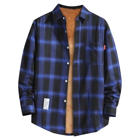 Men S Sherpa Lined Flannel Plaid Shirt Jacket Long Sleeve Fleece Lined Plaid Button Down Shirt