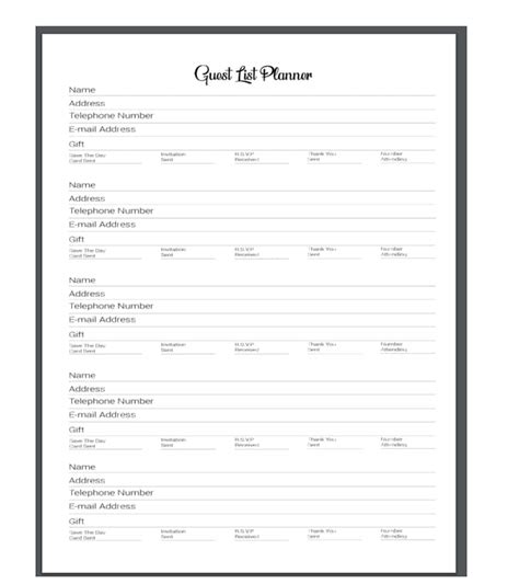 Printable Wedding Guest List Planner 2 Sheet Printable Wedding Guest ...