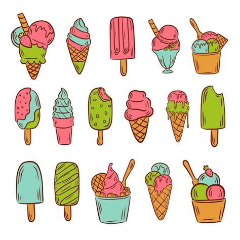 Premium Vector Set Of Colorful Ice Cream Flat Illustration Summer Element