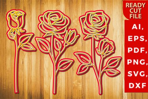 Valentines Rose Laser Cut Svg Bundle Graphic By Ngised · Creative Fabrica