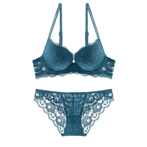 Push Up Women Bra Brief Set European And American Style Sexy Lace Bow 3 4 Cup Lady Lingerie Set