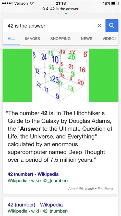 42 Is The Answer To Everything The Universe And Life Itself