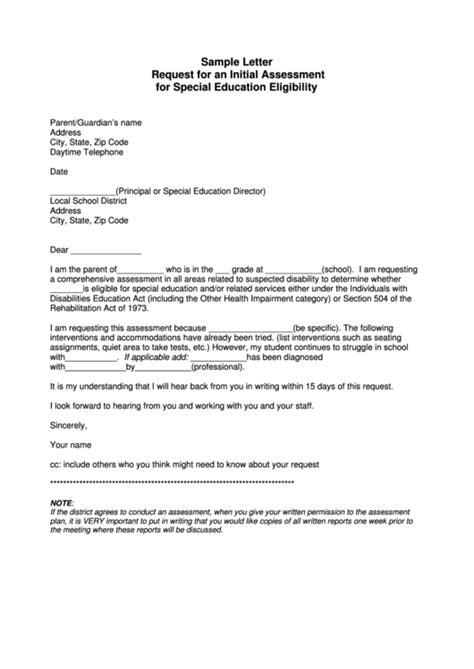 Iep Evaluation Request Letter Template