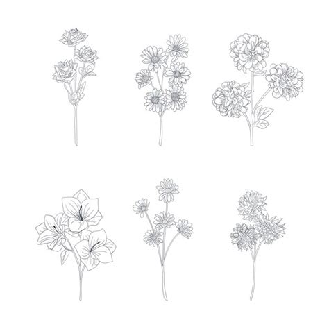 Premium Vector | Hand drawn flower stalk collection