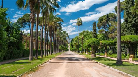 Fondo Avenida Diagonal Y Jardín Del Palacio Real De Pedralbes En