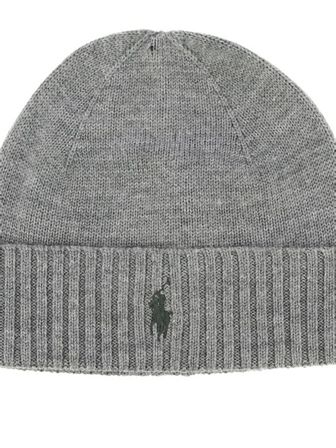 Polo Ralph Lauren Outlet Cappello Di Lana Con Risvolto E Logo Grigio