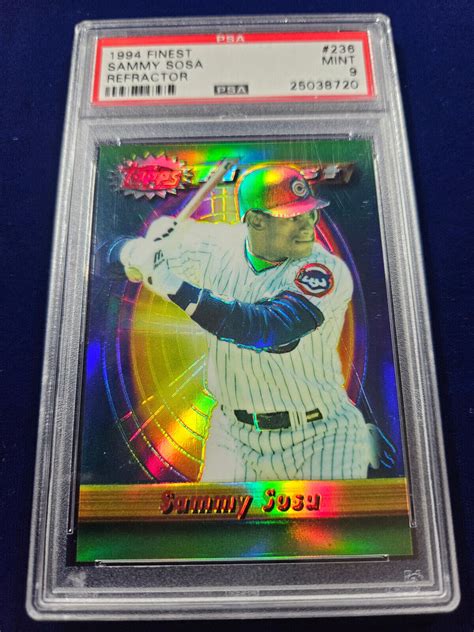 Topps Finest Refractor Sammy Sosa Card Psa Mint Chicago