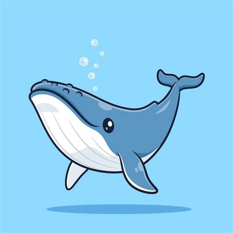 Linda ilustración de vector de dibujos animados de ballena jorobada