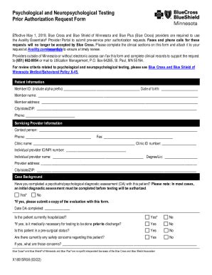 Fillable Online Blue Cross Pre Authorization Form Fax Email Print