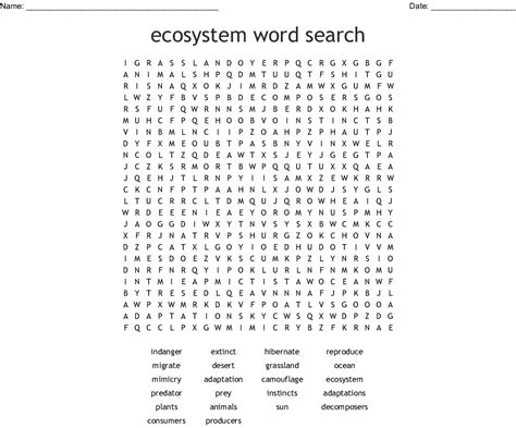 Free Printable Ecology Word Searches