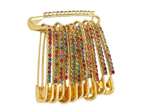 Buy Vama Multi Colour Saree Hijab Safety Pin Brooch And Sari Pins For