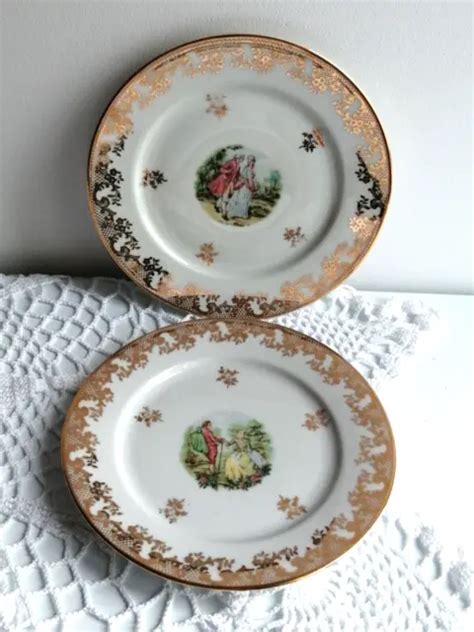 Anciennes Assiettes Dessert Porcelaine Limoges Fragonard