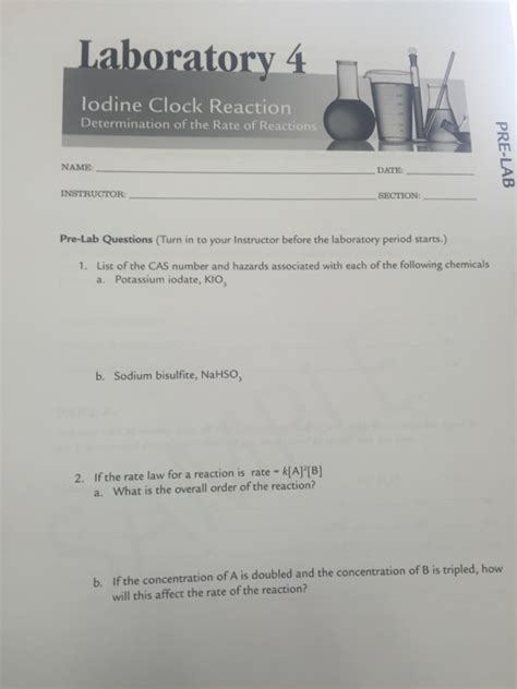 Solved Laboratory Iodine Clock Reaction Determination Of Chegg