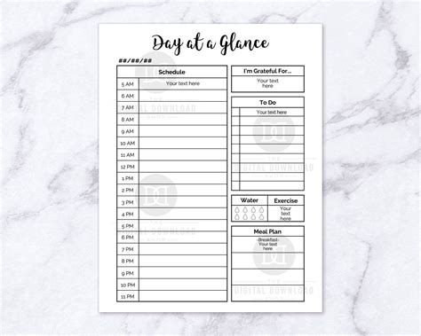 Editable Month At A Glance Printable Editable Day At A Etsy