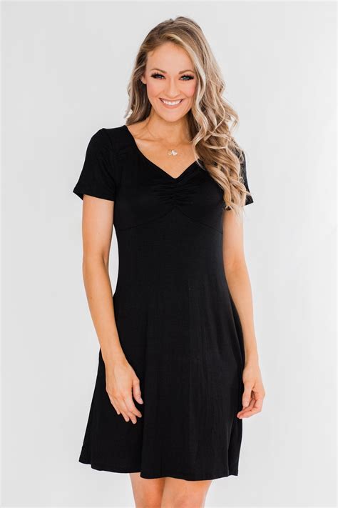 Simple Yet Elegant Short Sleeve Dress Black The Pulse Boutique