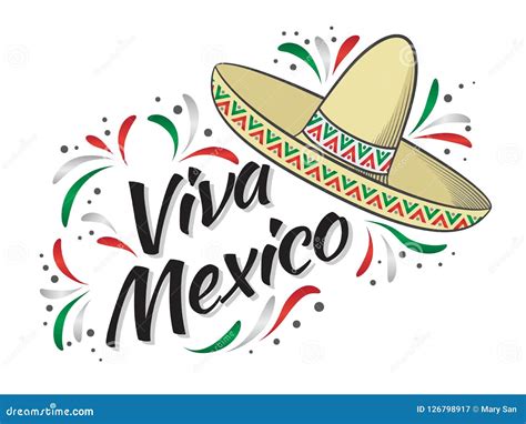 Lettering Viva Mexico Traditional Mexican Holiday Phrase Stock Vector