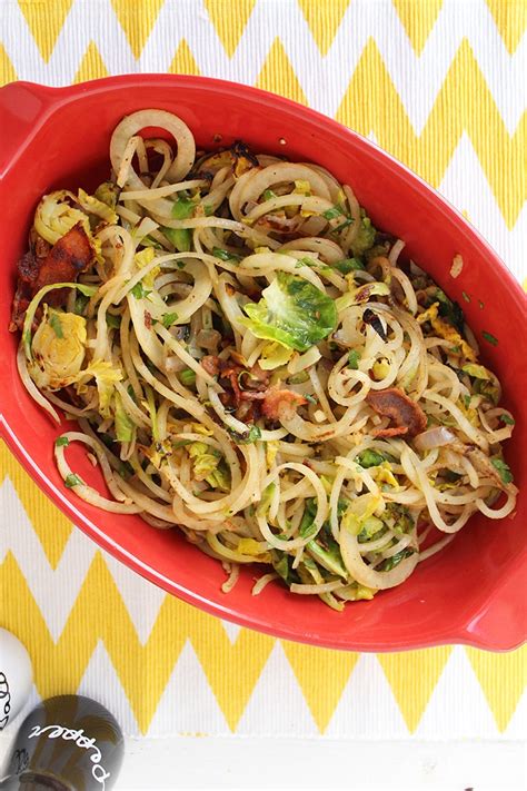 Bacon And Brussels Sprouts Potato Noodle Casserole Inspiralized