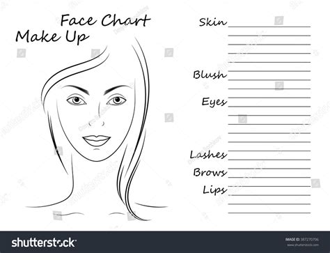 Face Chart Makeup Artist Blank Template Stock Vector Royalty Free