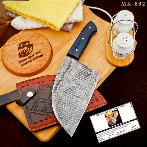 Sharp Spot Kitchen Knife Cleaver MK 892 Pakka Wood Damask