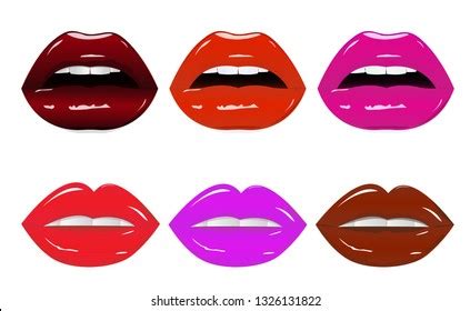 Bright Glamorous Glossy Lips Different Colors Stock Vector Royalty