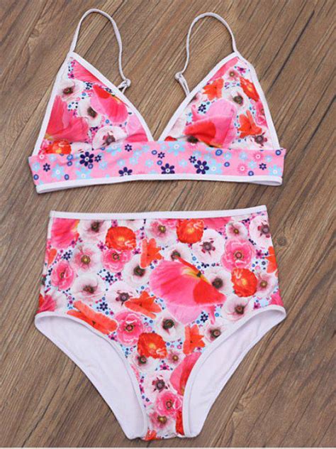 23 OFF 2021 Floral Print Low Cut Bikini Set In FLORAL ZAFUL