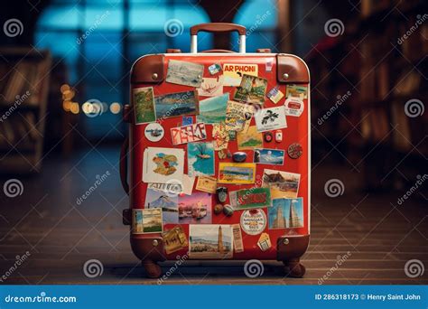 Retro Travel: Vintage Suitcase with Stickers Stock Illustration - Illustration of sightseeing ...