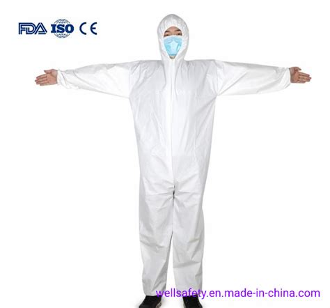 Cat Iii Disposable Tyvek Microporous Coverall G Elastic Cuffs