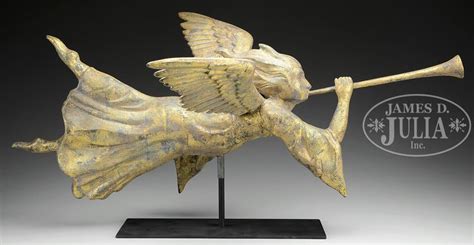 Elaborate Winged Trumpeting Angel Gabriel Full Body Copper Weathervane